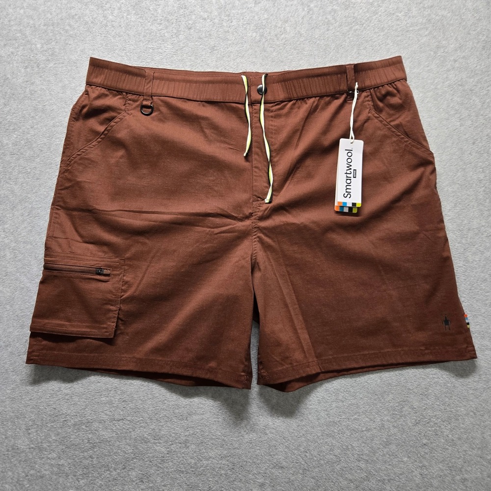 Smartwool Active Merino Wool Blend Utility Shorts Mens 2XL Brown Cargo Hiking